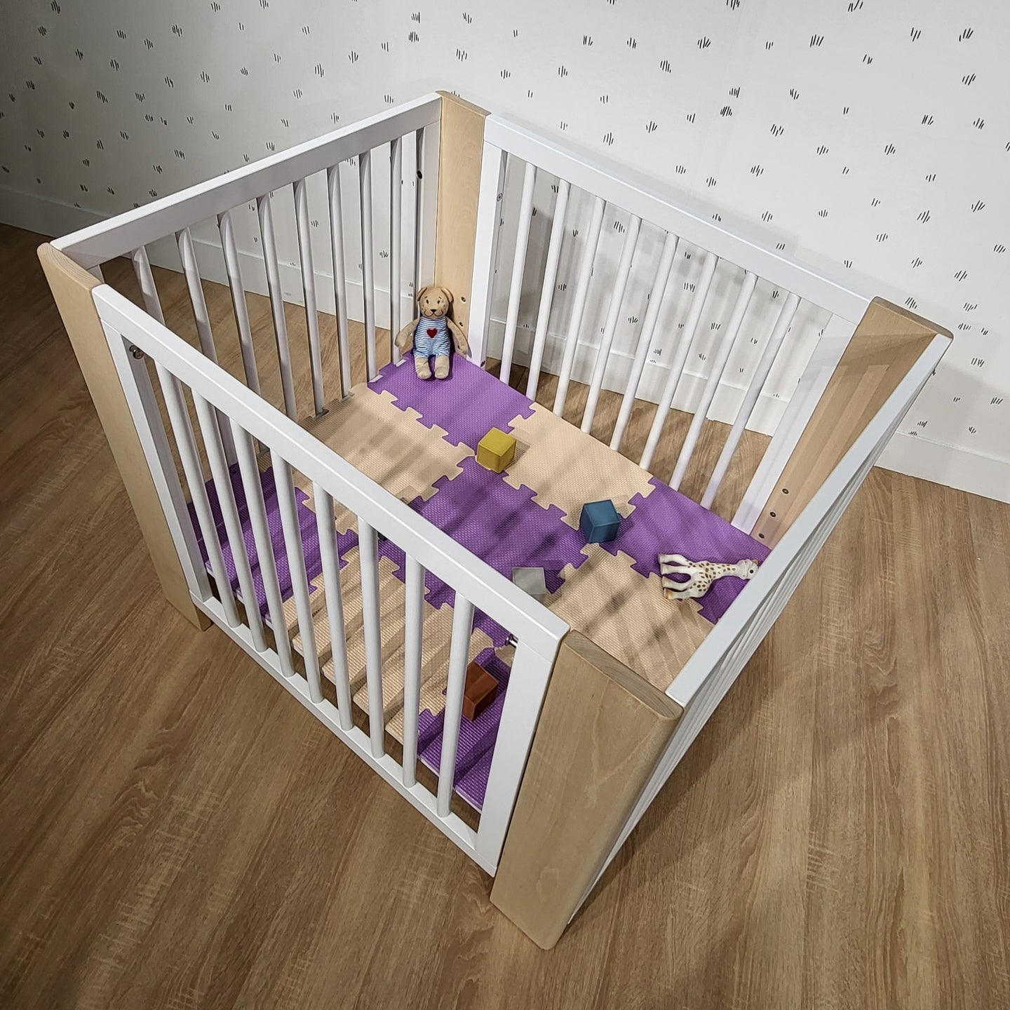MICUNA - CONVERBABY COT WHITE/NATURAL WAX 140X70